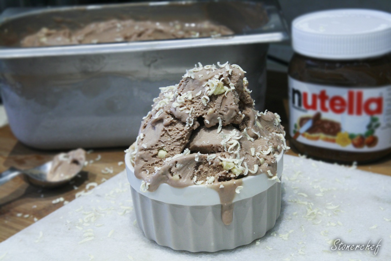 lody nutella z chrupiącą białą czekoladą