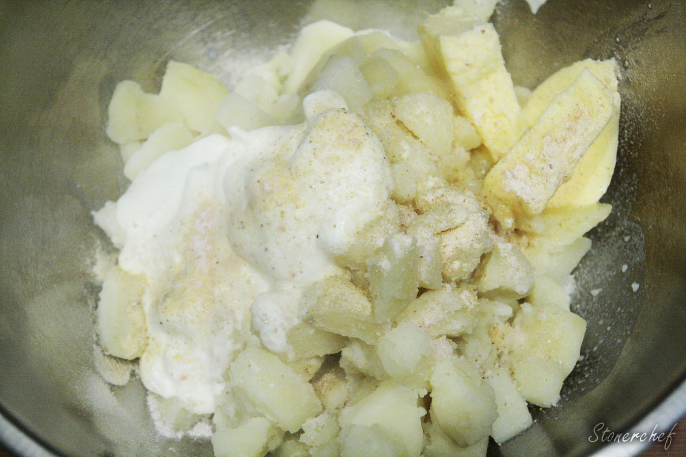 ziemniaki przed zmiksowaniem na puree